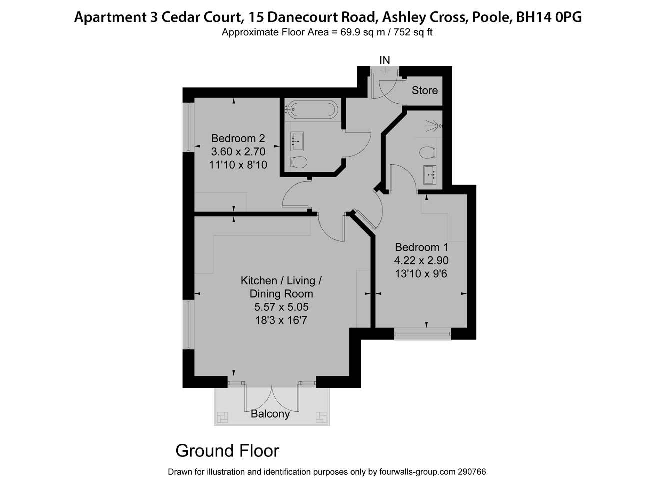 Apartment 3 Cedar Court floor plan